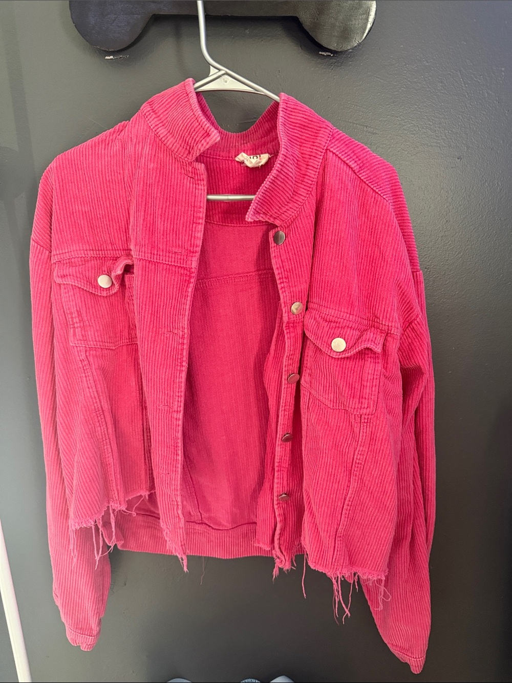 BiBi Hot Pink Corduroy Button-Up Jacket